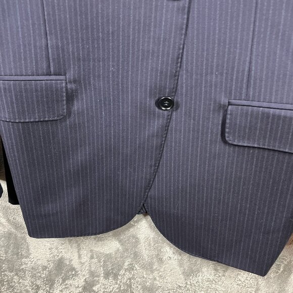 Canali Jerome's Blazer Men Size 54R Blue Pinstripe Pure Wool Lightweight Classic - Picture 2 of 10